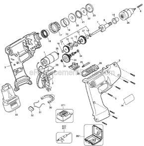 Page A Diagram and Parts List for 2765 Type 1 Black and Decker Cordless Drill